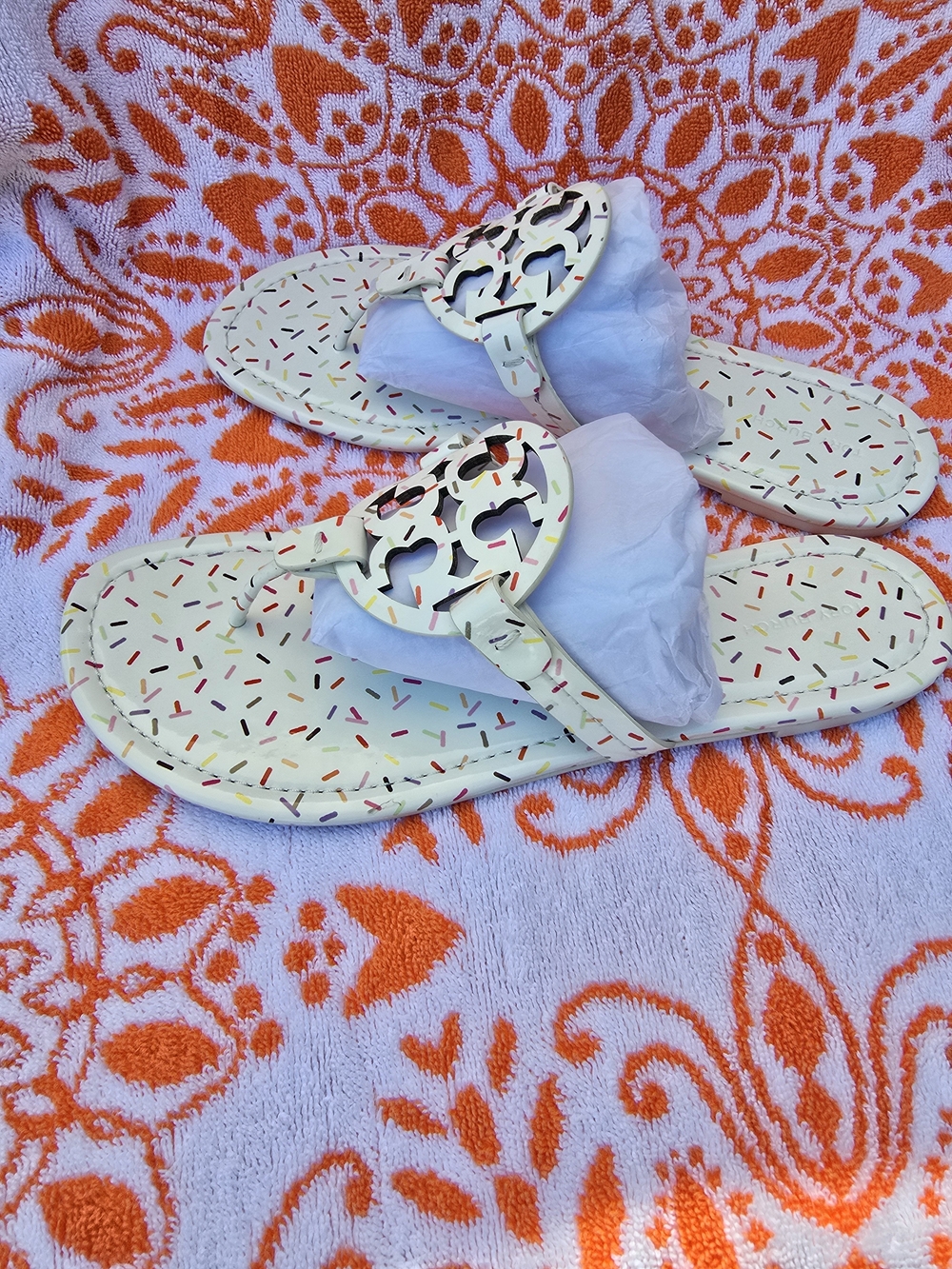 Tory Burch Miller Rainbow Sprinkles Patent Leather Sandals Sz 11M - Picture 3 of 7